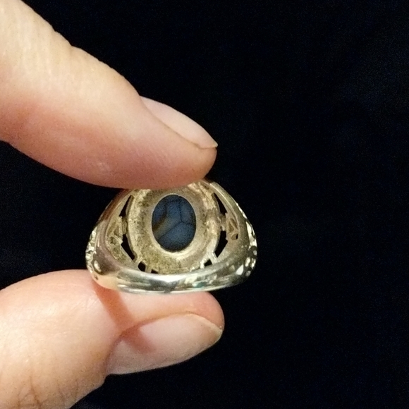 Art Deco Sterling Opal .925 Silver Ring Size 6 - Picture 6 of 7